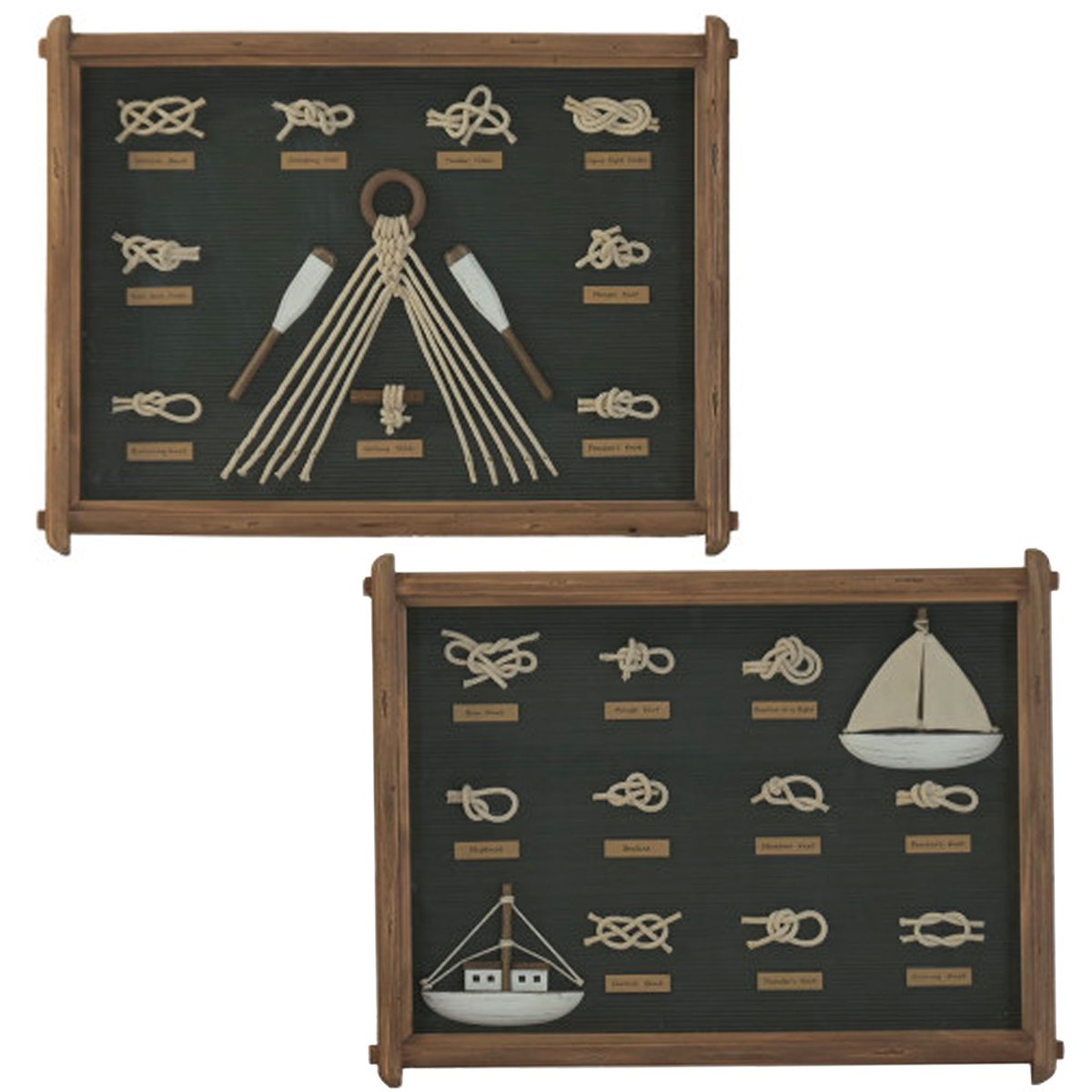 Set de 2 tableaux bois et verre noeuds marins 59x4x45cm bois, WADIGA
