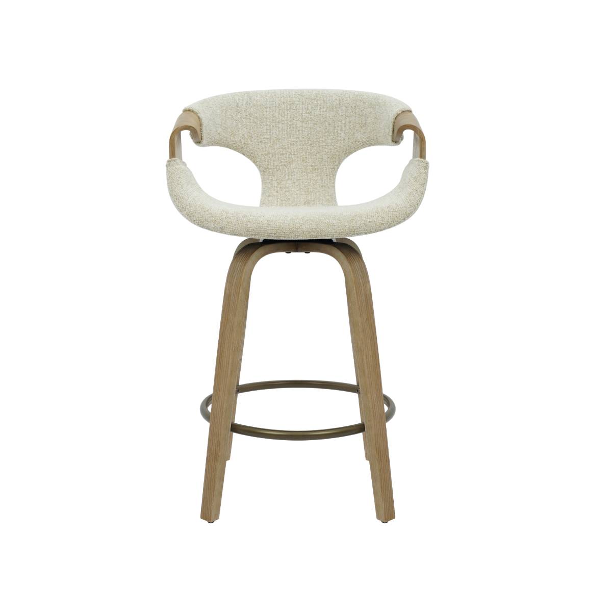 Lot de 2 tabourets de bar en tissu MIRIYA blanc, MADE IN MEUBLES 