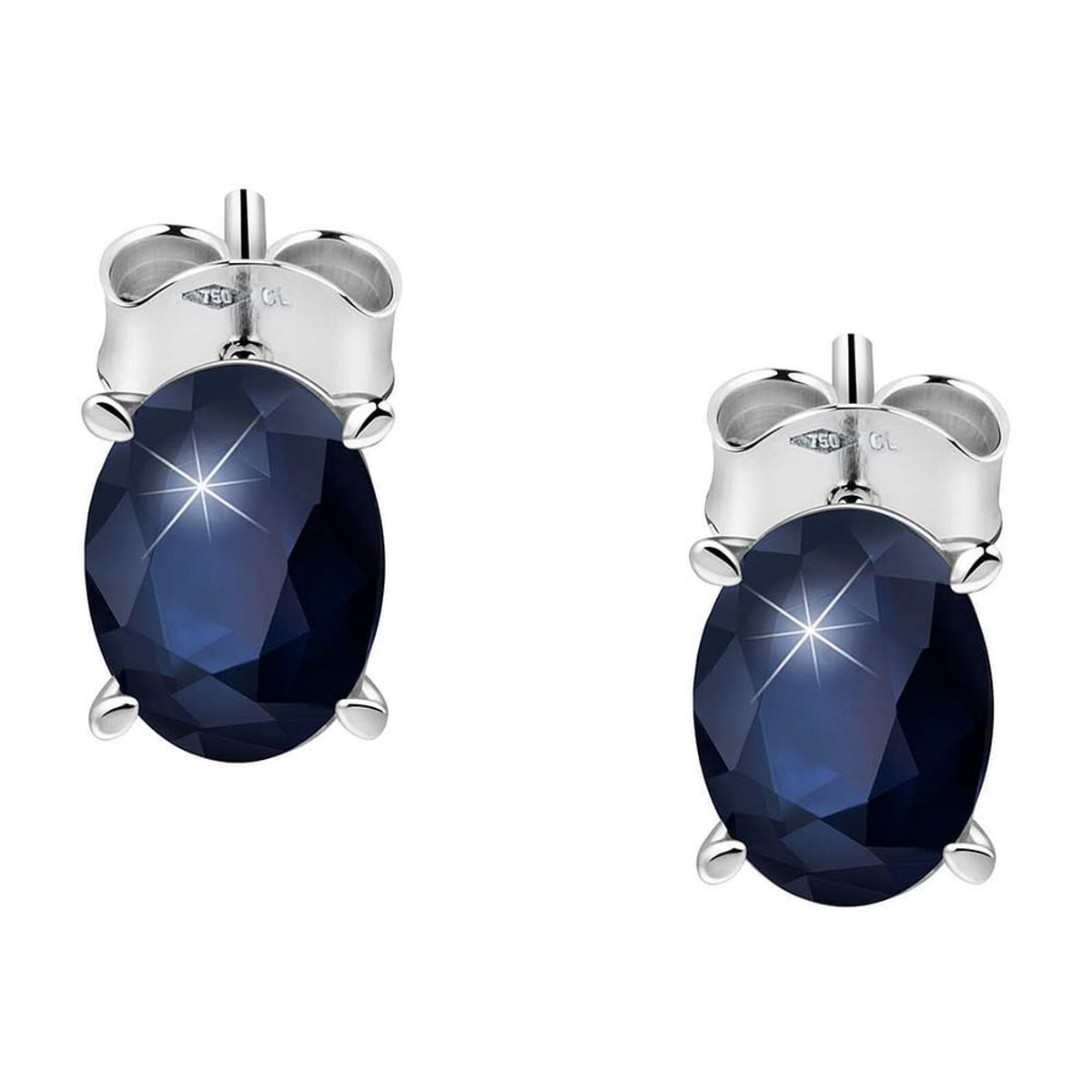 Boucles d'oreilles en Or 750/1000/saphir et Saphir argent et bleu, CLEOR