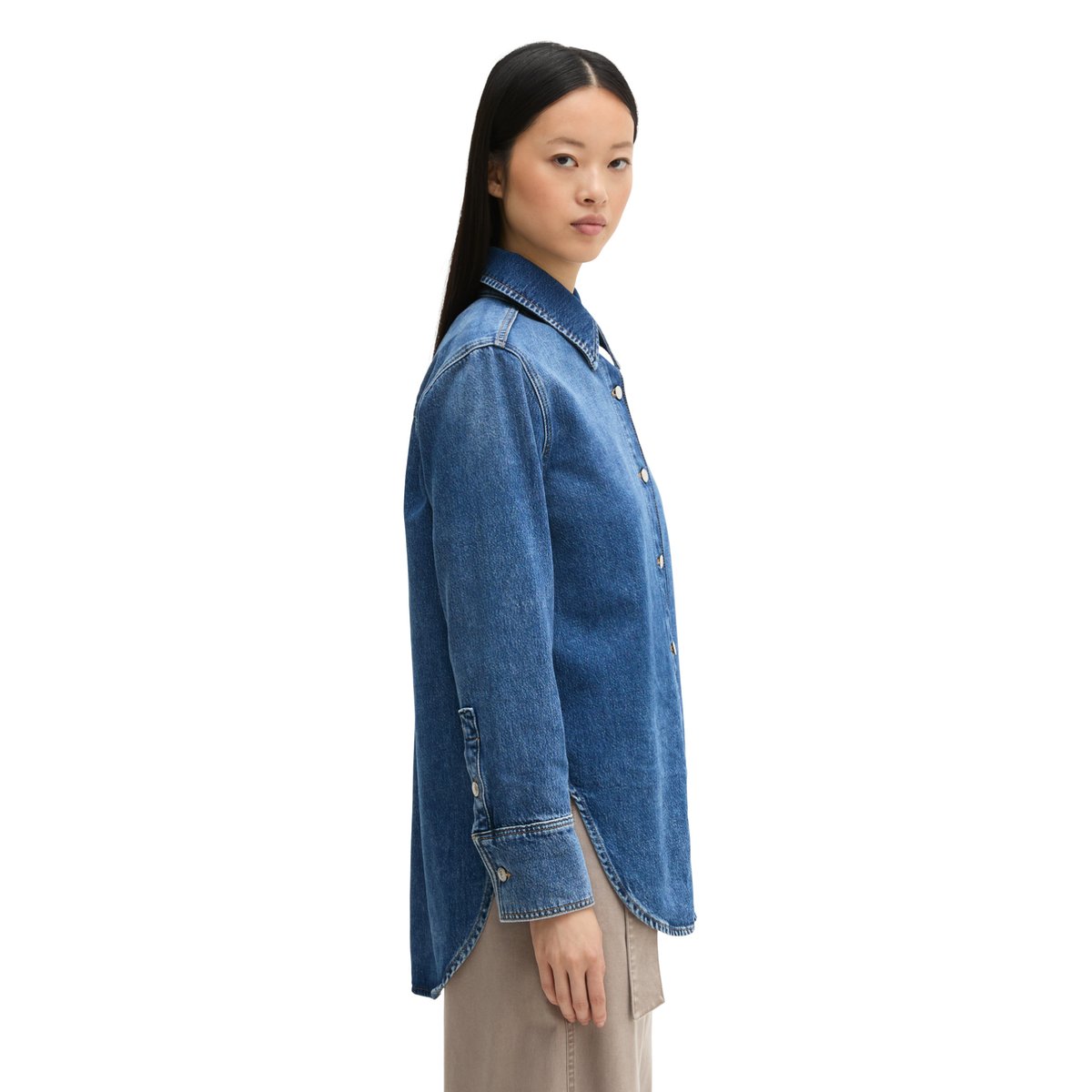 Chemisier en jean style décontracté en denim rigide bleu, MARC O'POLO