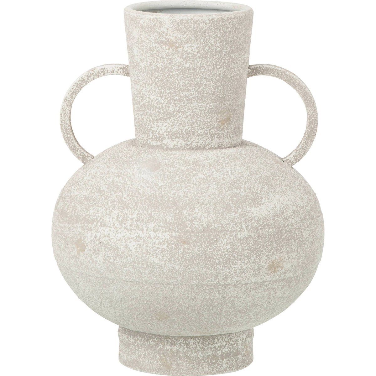 Vase en métal avec poignées blanc patiné, RECOLLECTION