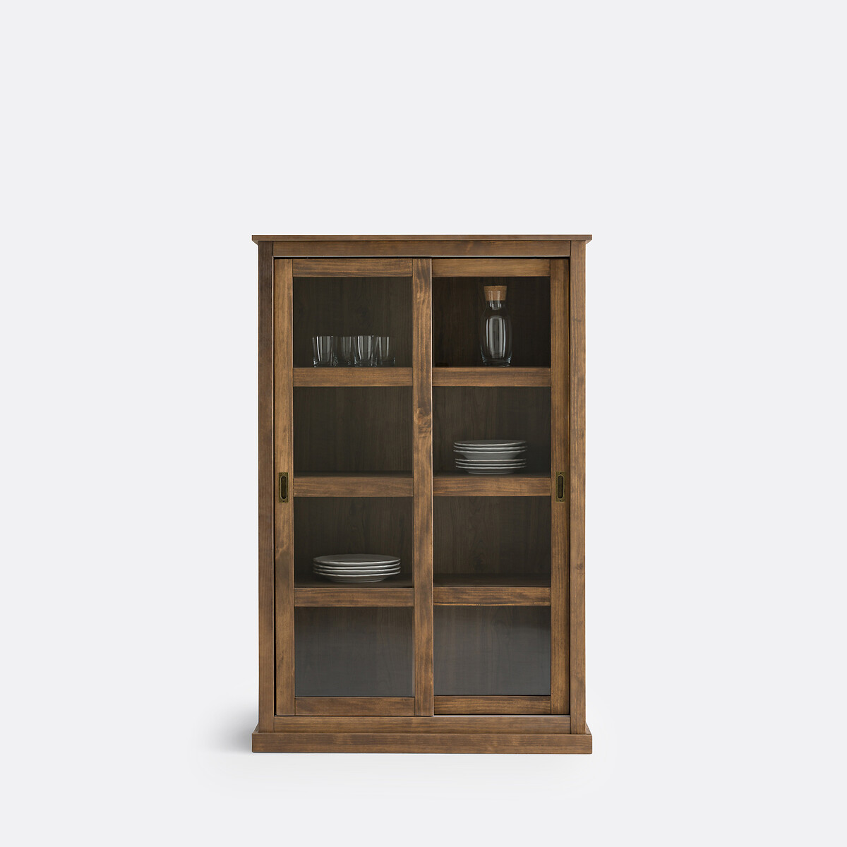 Vitrine basse 2 portes pin massif et MDF, Lunja ciré naturel, LA REDOUTE INTERIEURS