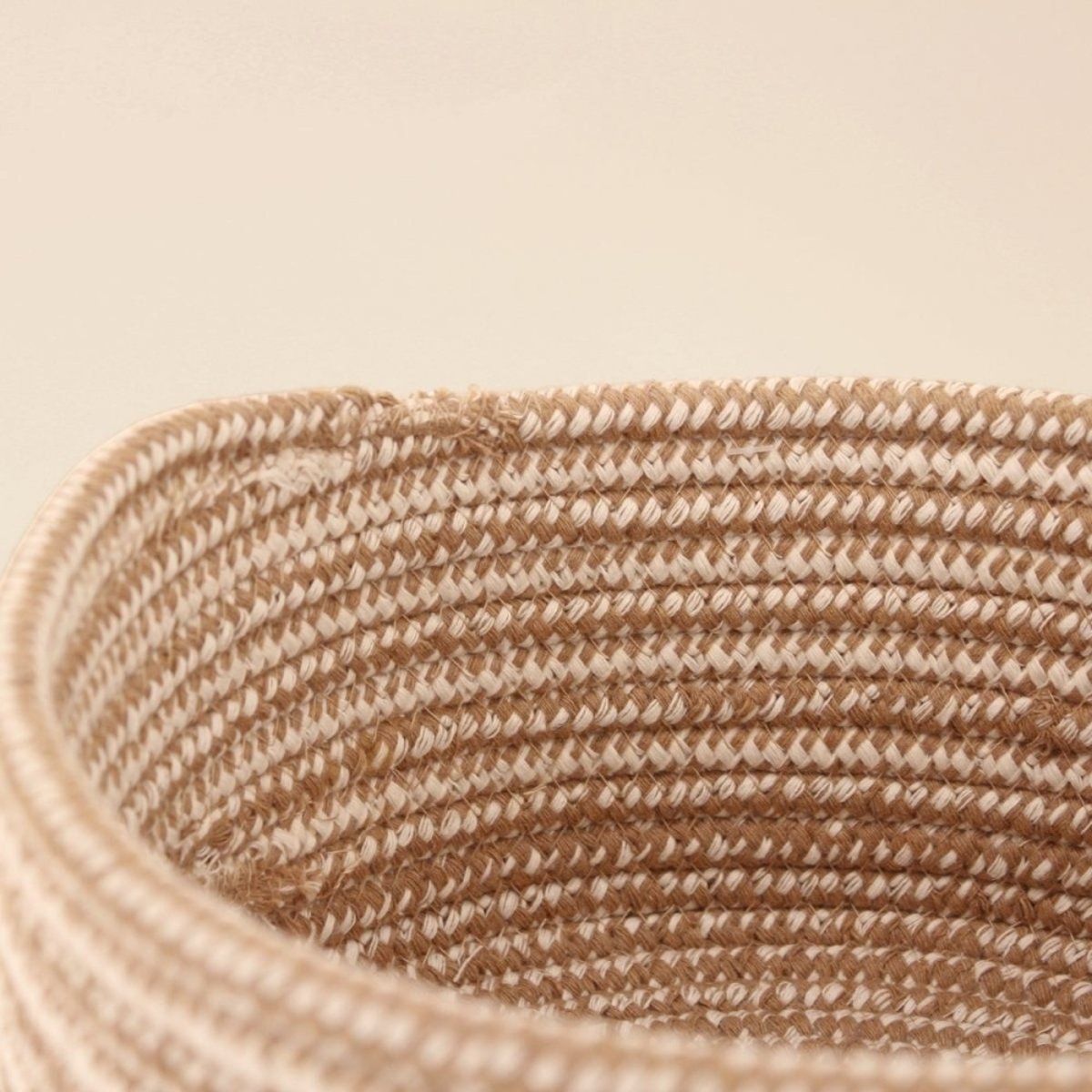 Lot de 3 paniers ronds en corde de coton beige, AZAO