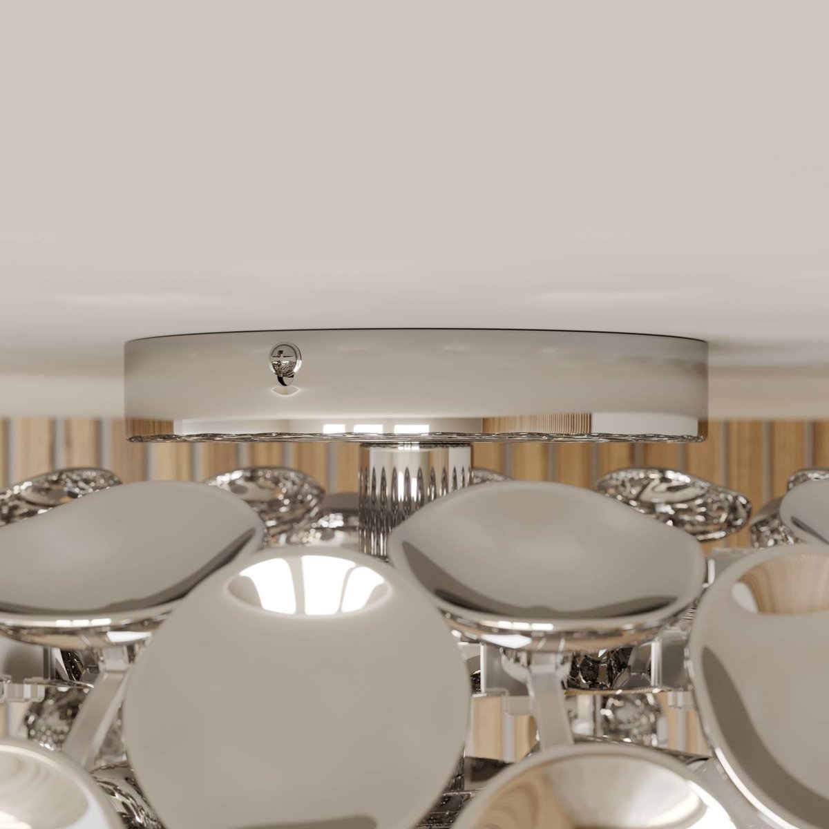Plafonnier moderne, Reza chrome, transparent, LINDBY