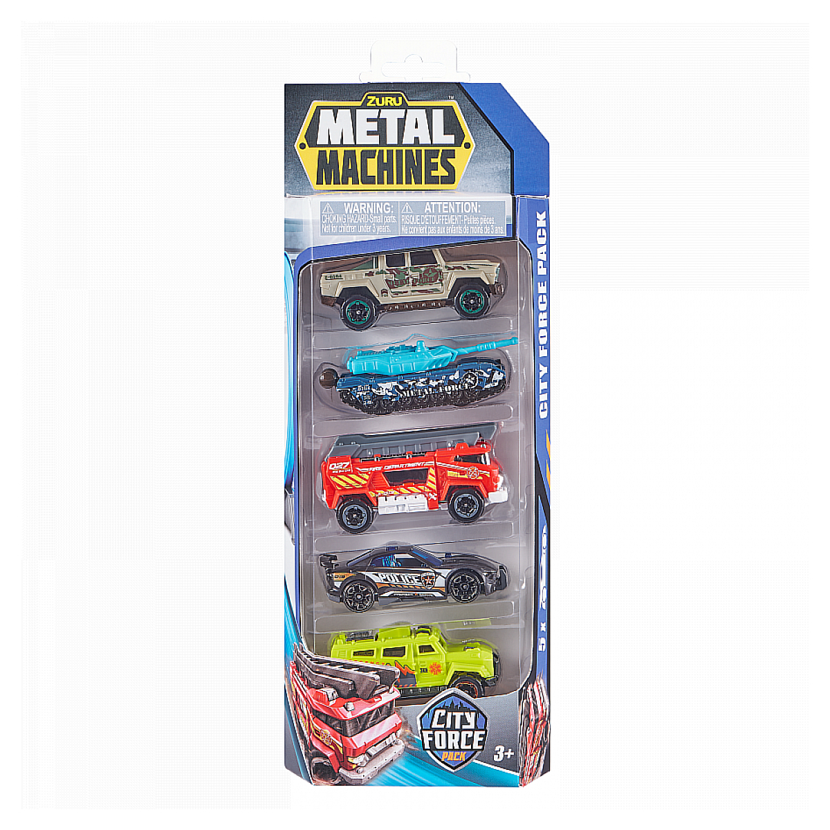 Pack 5 véhicules city force metal machine couleur unique, ZURU