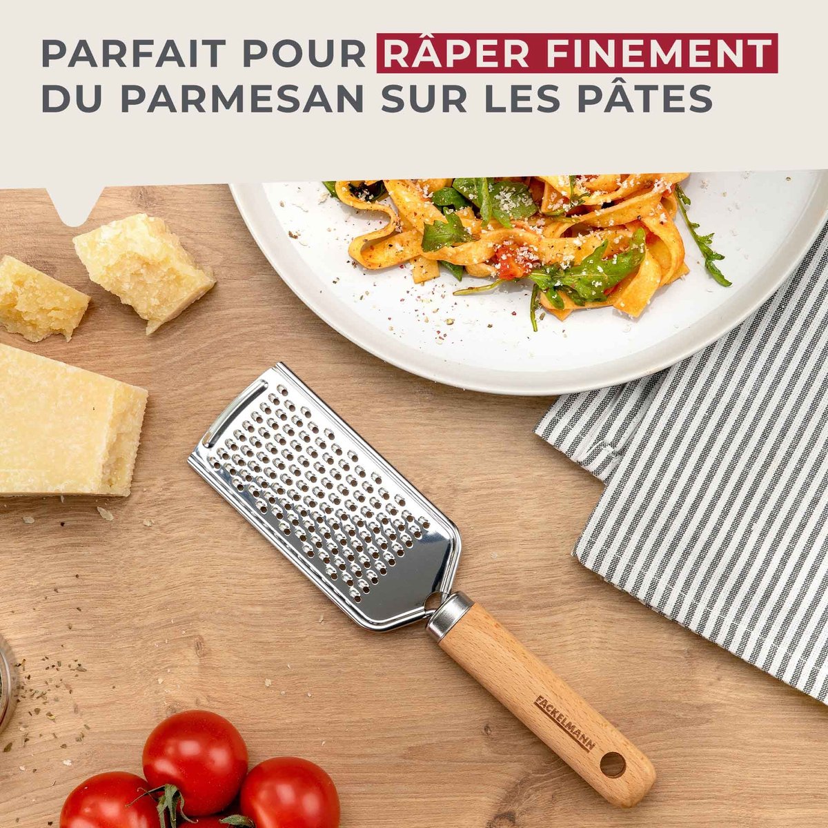 Râpe à fromage manuelle PIZZA & PASTA bois brun, FACKELMANN
