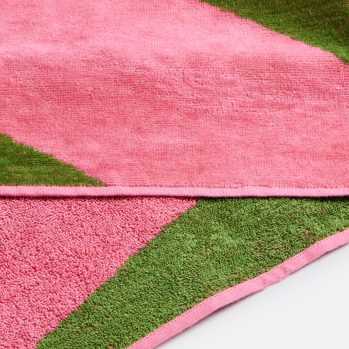 Serviette de plage éponge velours, Scénario Vague rose/vert, LA REDOUTE INTERIEURS