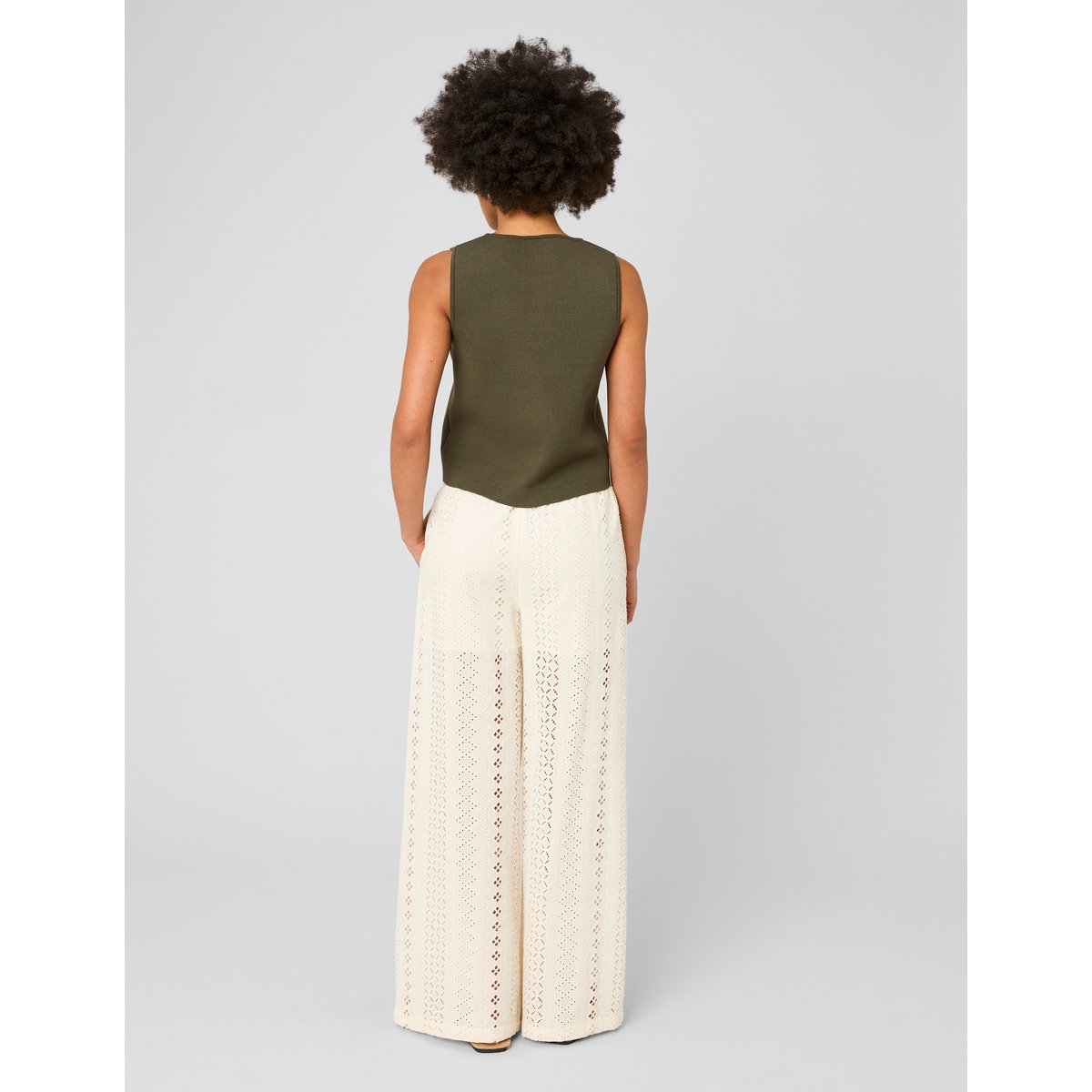 Pantalon broderie anglaise ecru, BZB