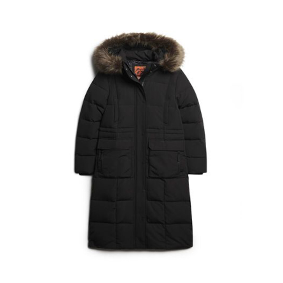 Doudoune Everest longue à capuche noir, SUPERDRY