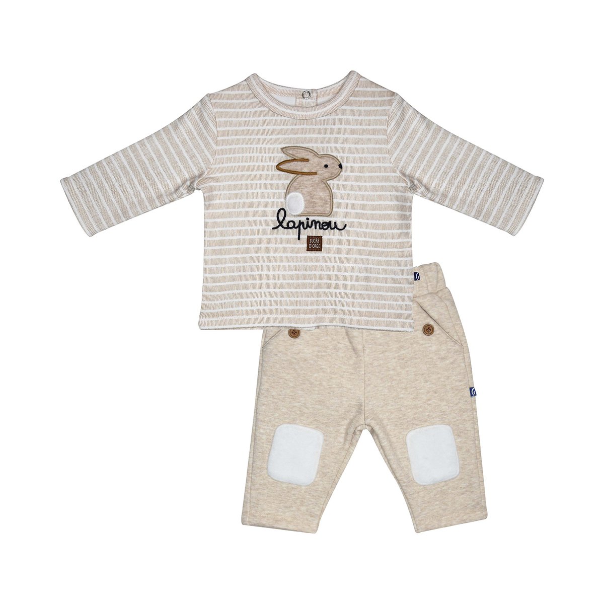 Tee shirt pantalon ivano maille naissance blanc, SUCRE D'ORGE