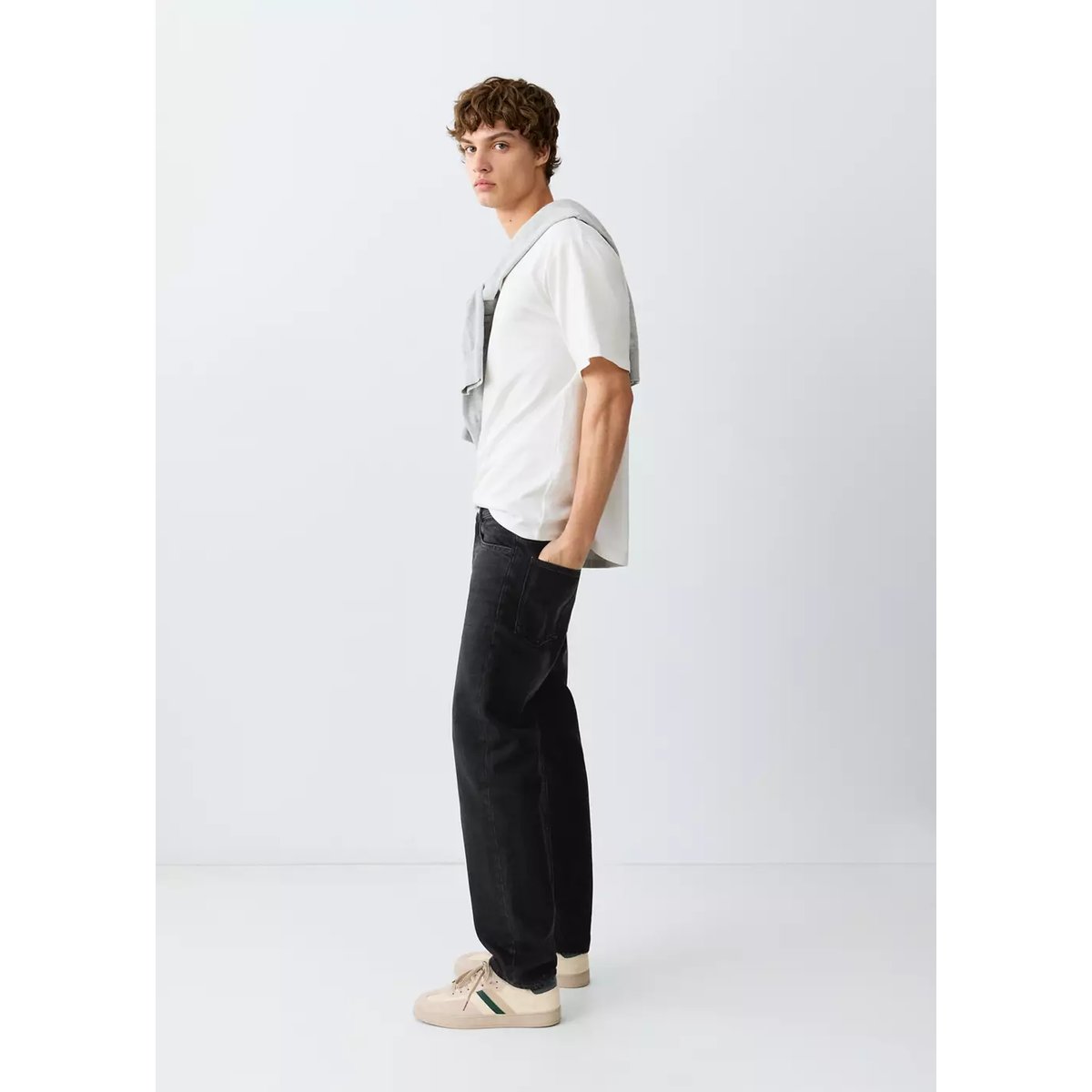 Jean regular-fit black denim, MANGO TEEN