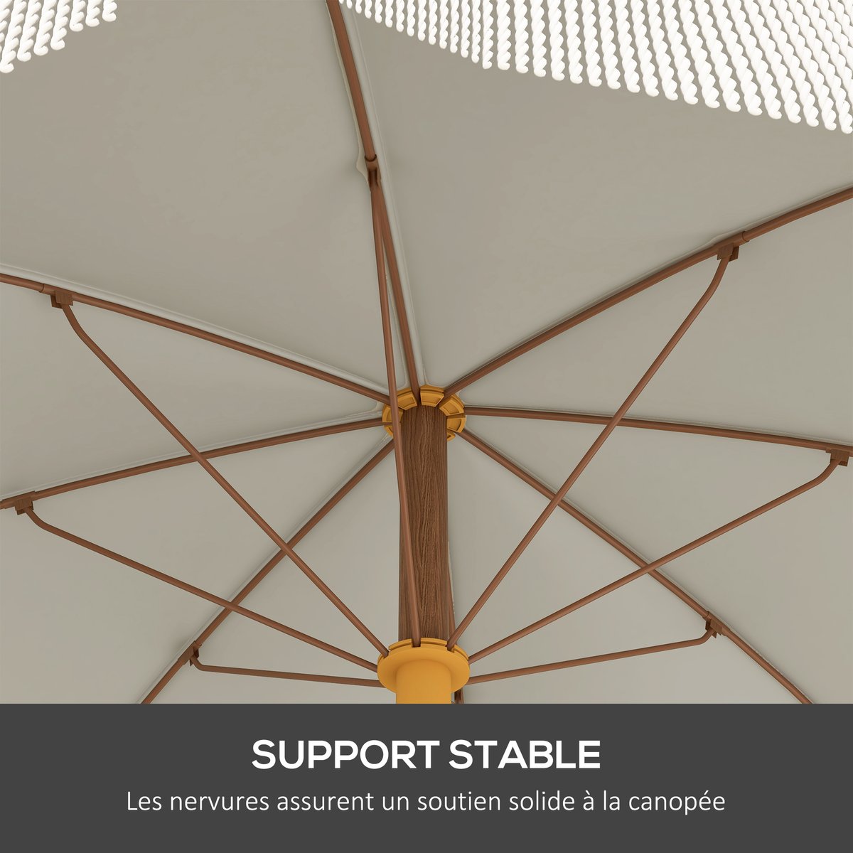 Parasol de plage Polyester Gris clair crème, OUTSUNNY