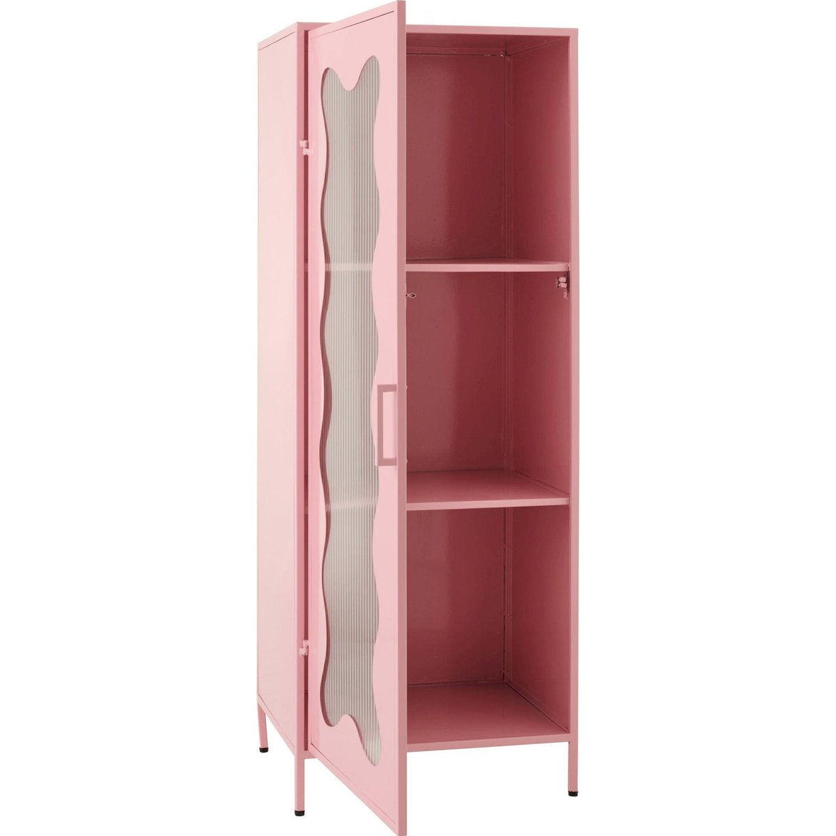 Armoire vitrine en métal à porte vague rose clair, RECOLLECTION