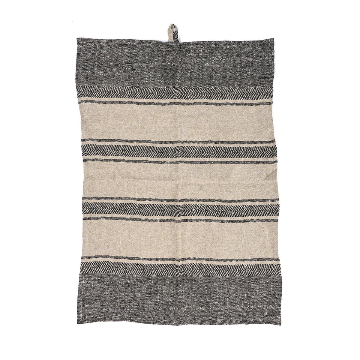 Torchon en lin LINEN SMUDGE noir beige, BAZAR BIZAR