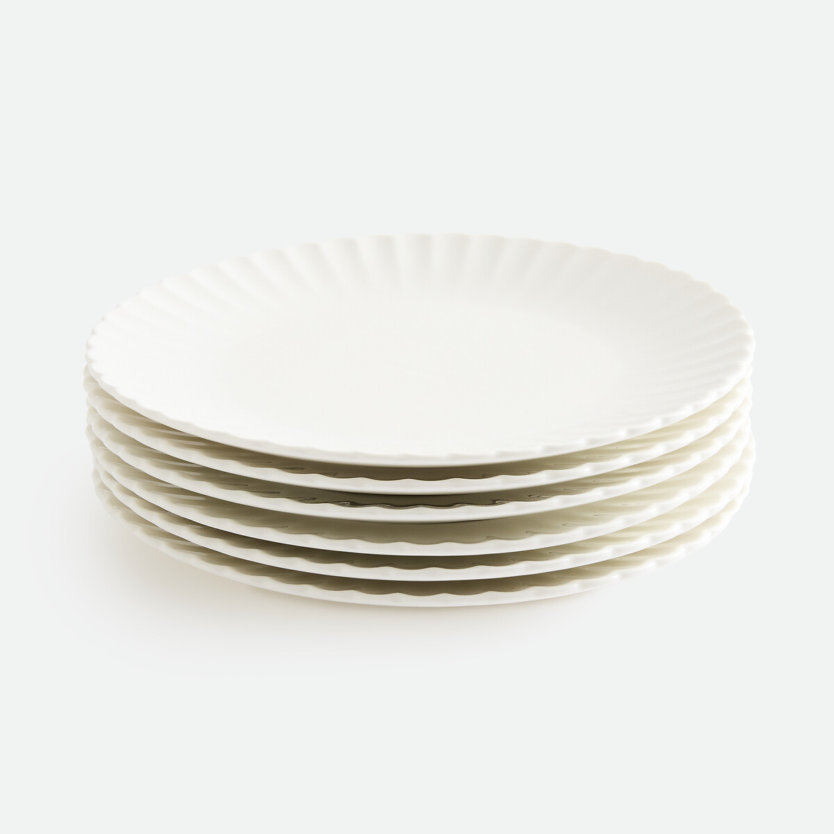 Lot de 6 assiettes plates, en porcelaine, YLAN blanc, LA REDOUTE INTERIEURS