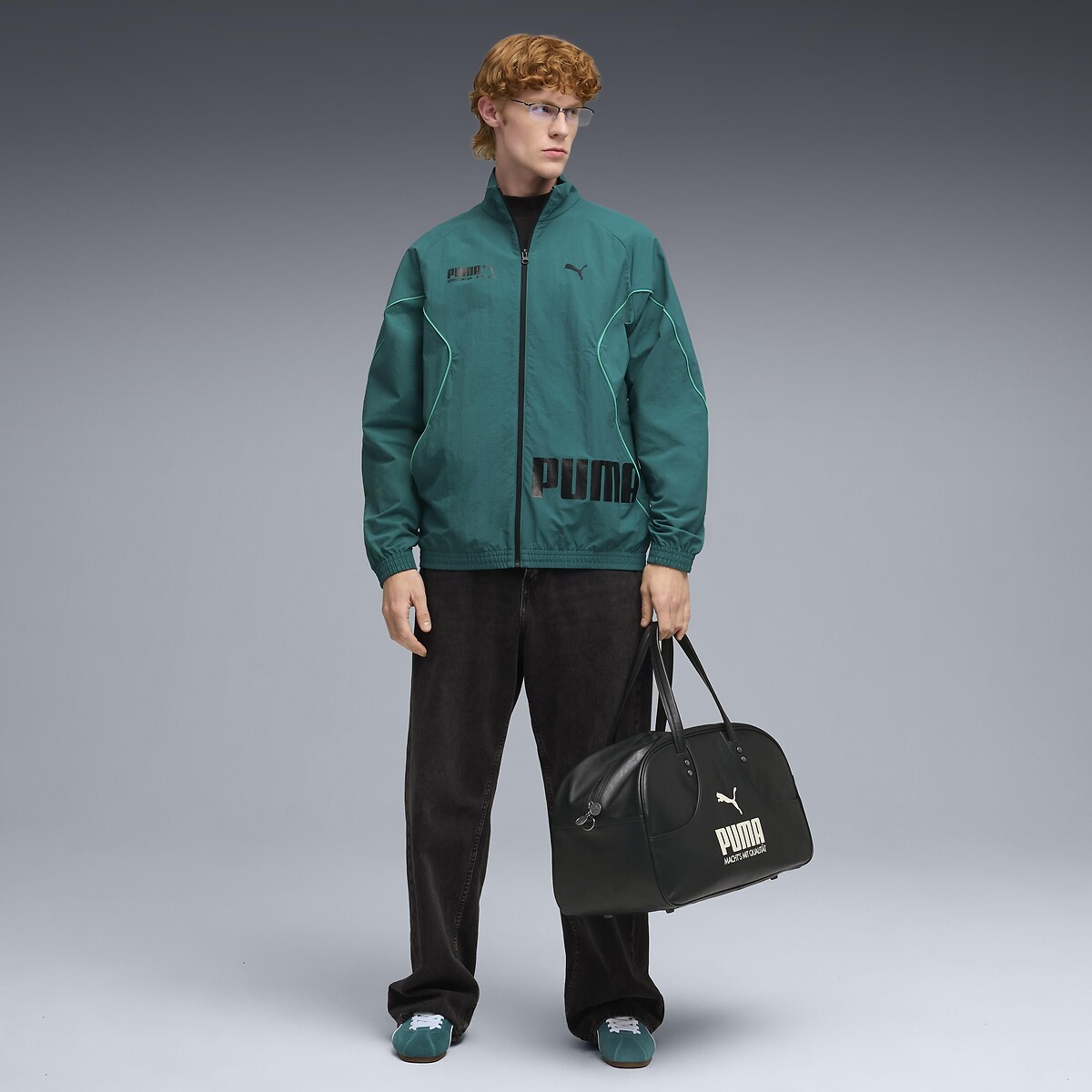 Sweatshirt met lange mouwen en ritssluiting Woven smaragdgroen, PUMA
