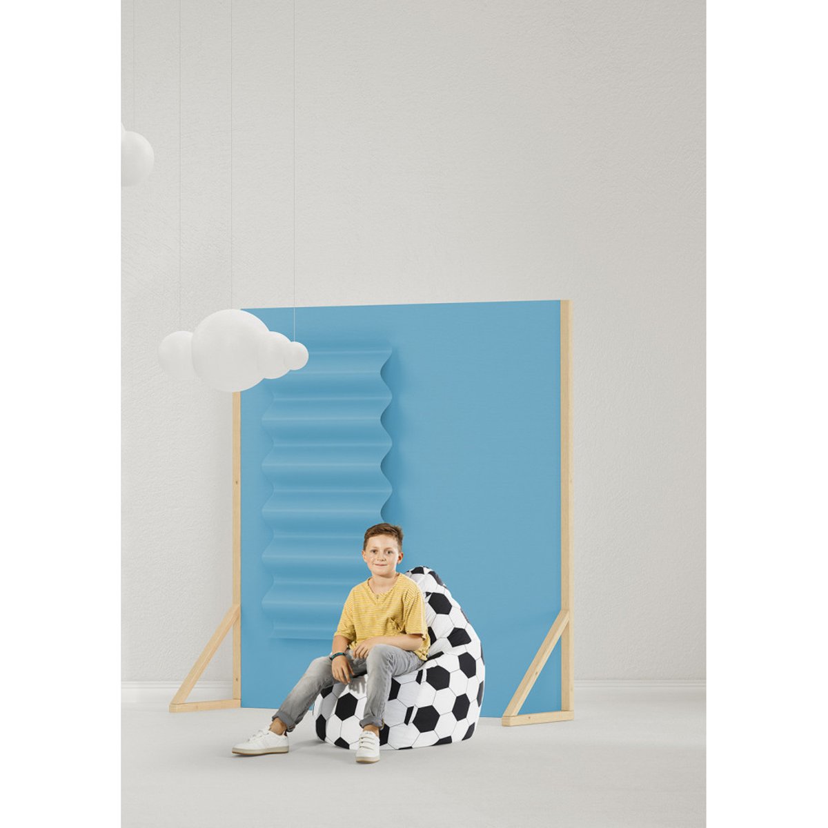 Pouf poire enfant FOOTBALL XL multicolor, SITTING POINT