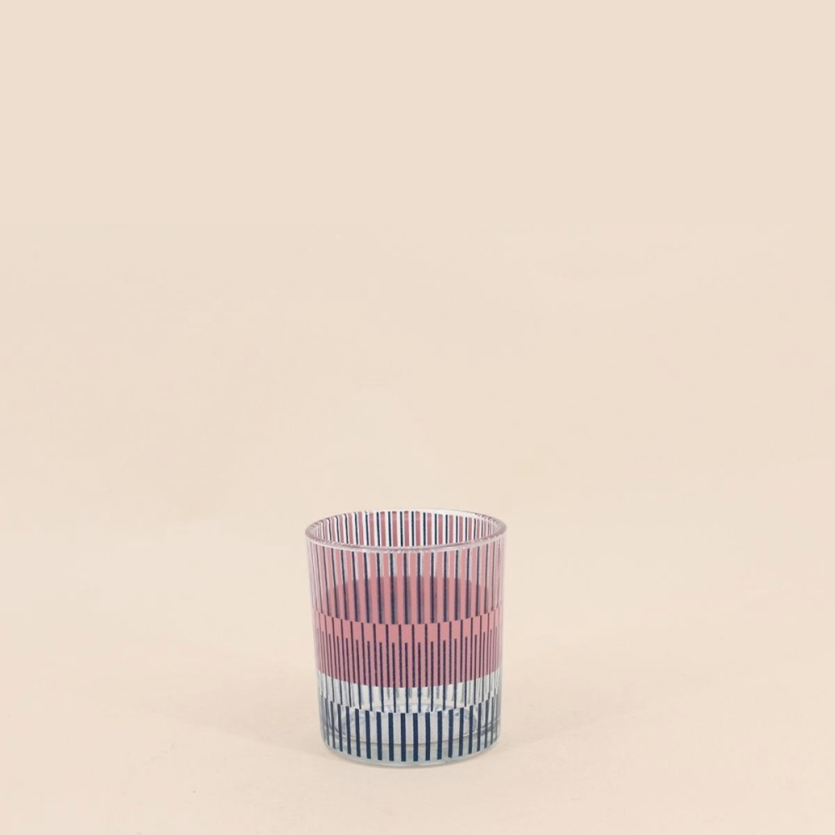 Lot de 3 photophores en verre imprimé rouge, ORNAMI