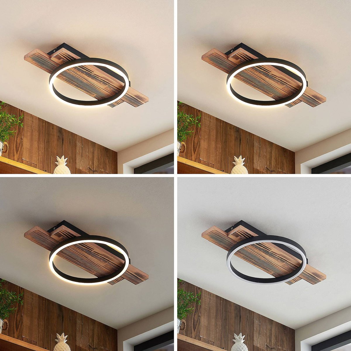Plafonnier en bois moderneLED, Sentoa bois clair, LINDBY