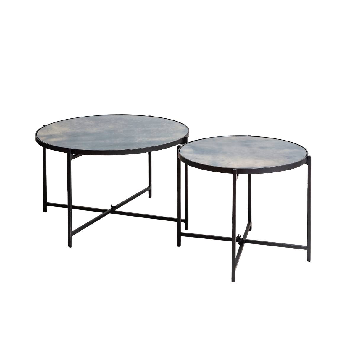 Table basse gigogne en verre FLORIAN noir, MADE IN MEUBLES 