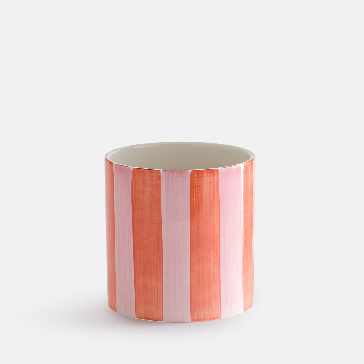 Cache-pot en céramique, à rayures, diamètre 14 cm, JAOMA rose/rouge, LA REDOUTE INTERIEURS