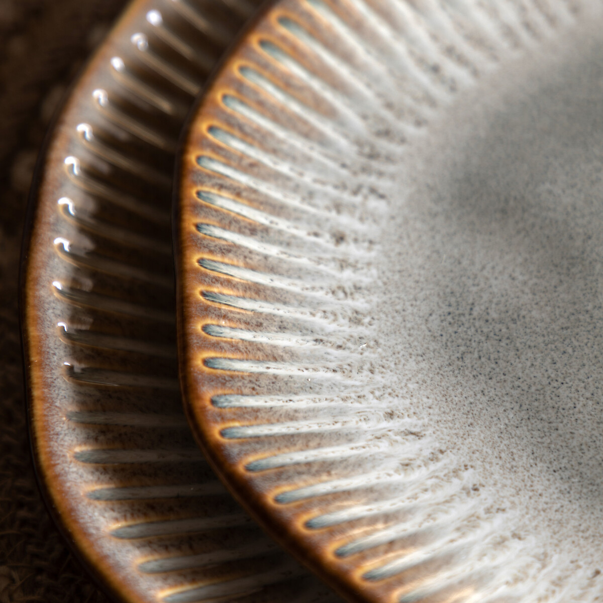 Set of 4 Harville Ridged Side Plates in Stone brown              , ÉDITÉ