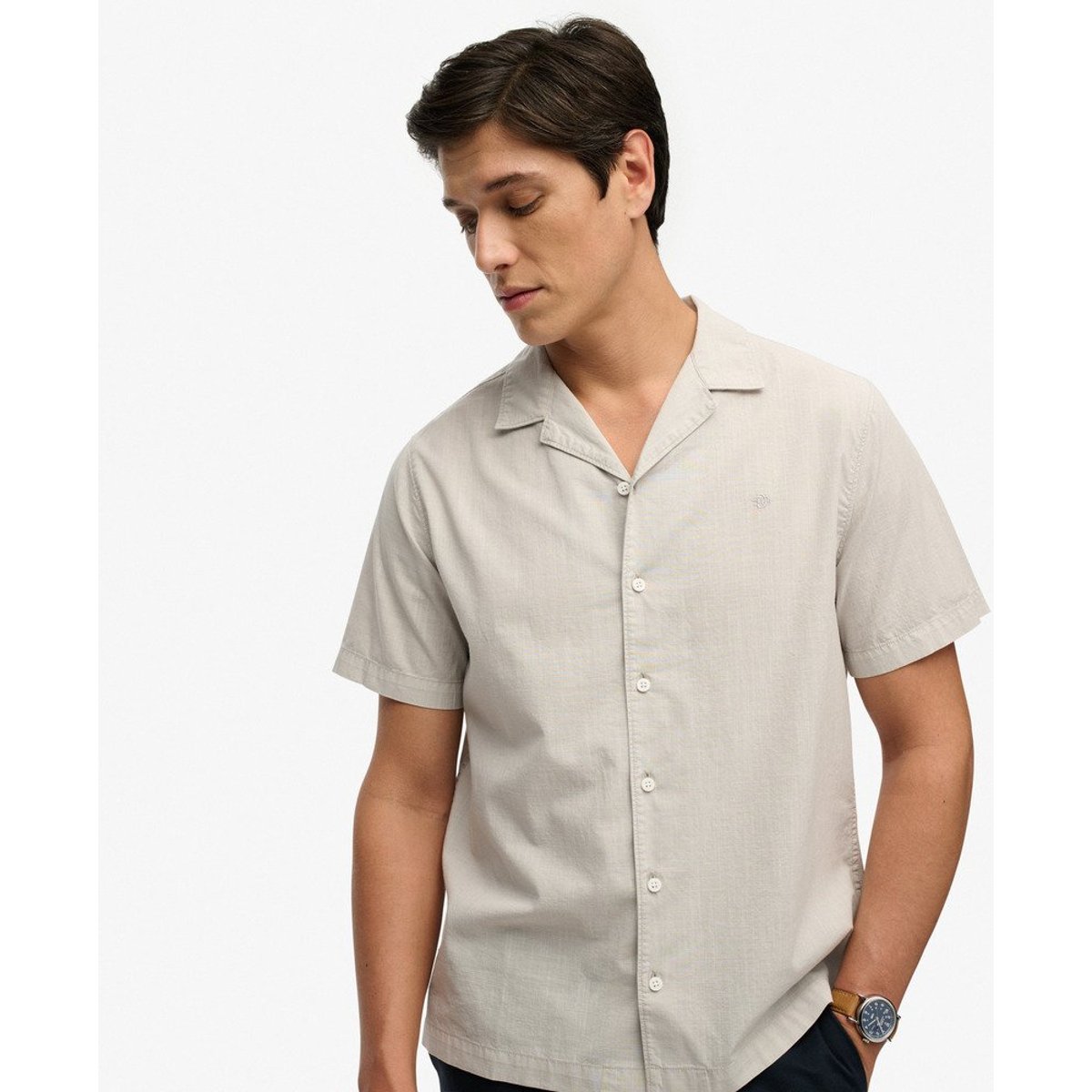 Chemise à manches courtes Cabana gris craie, SUPERDRY