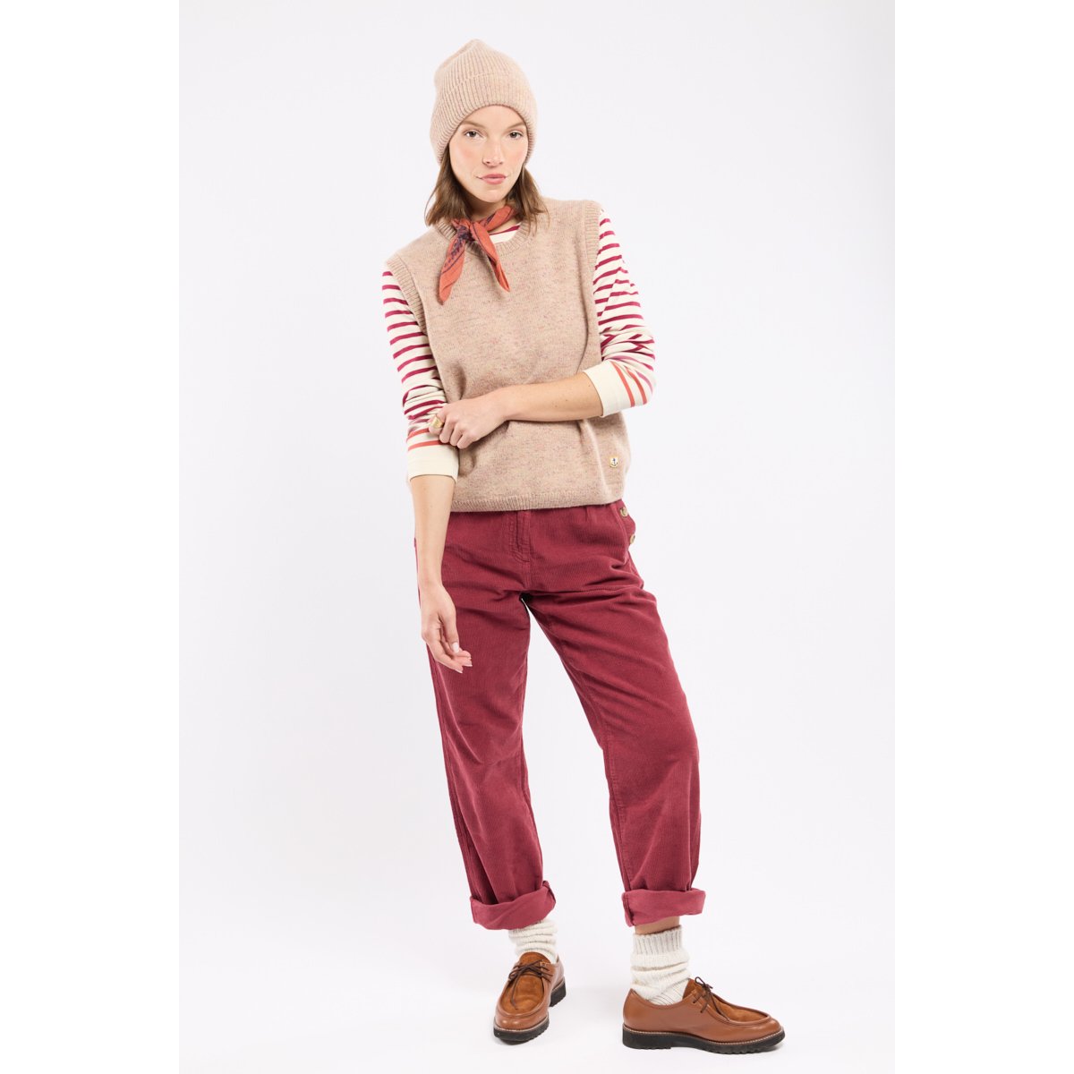 Pull sans manche Héritage - laine irish cream print, ARMOR-LUX