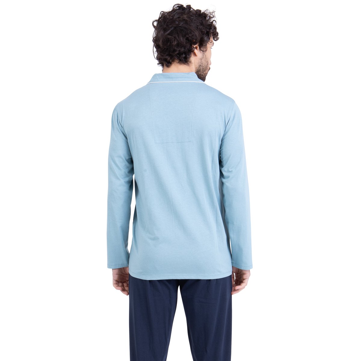 Pyjama long ouvert CHIC bleu-marine, ATHENA