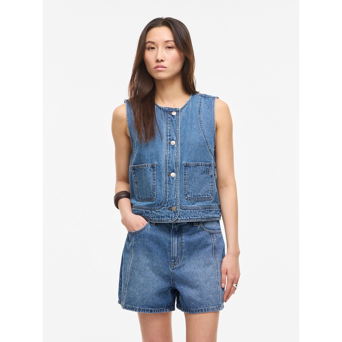 Gilet bleu - dark medium blue denim, ROUGE EDIT
