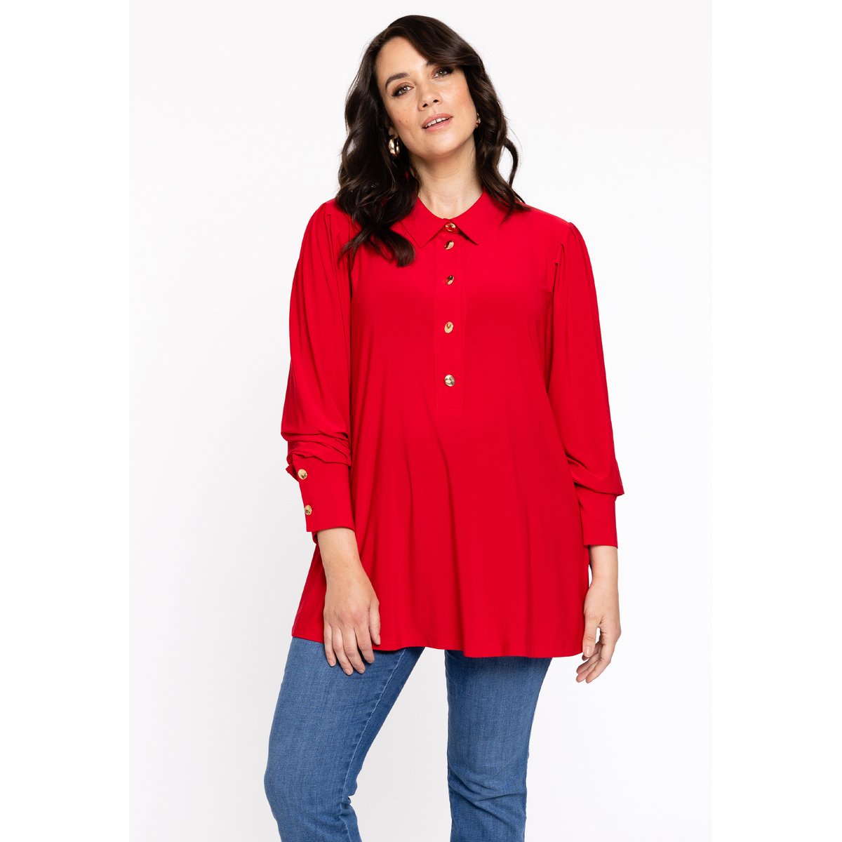 Chemise avec manches bouffantes rouge, YOEK