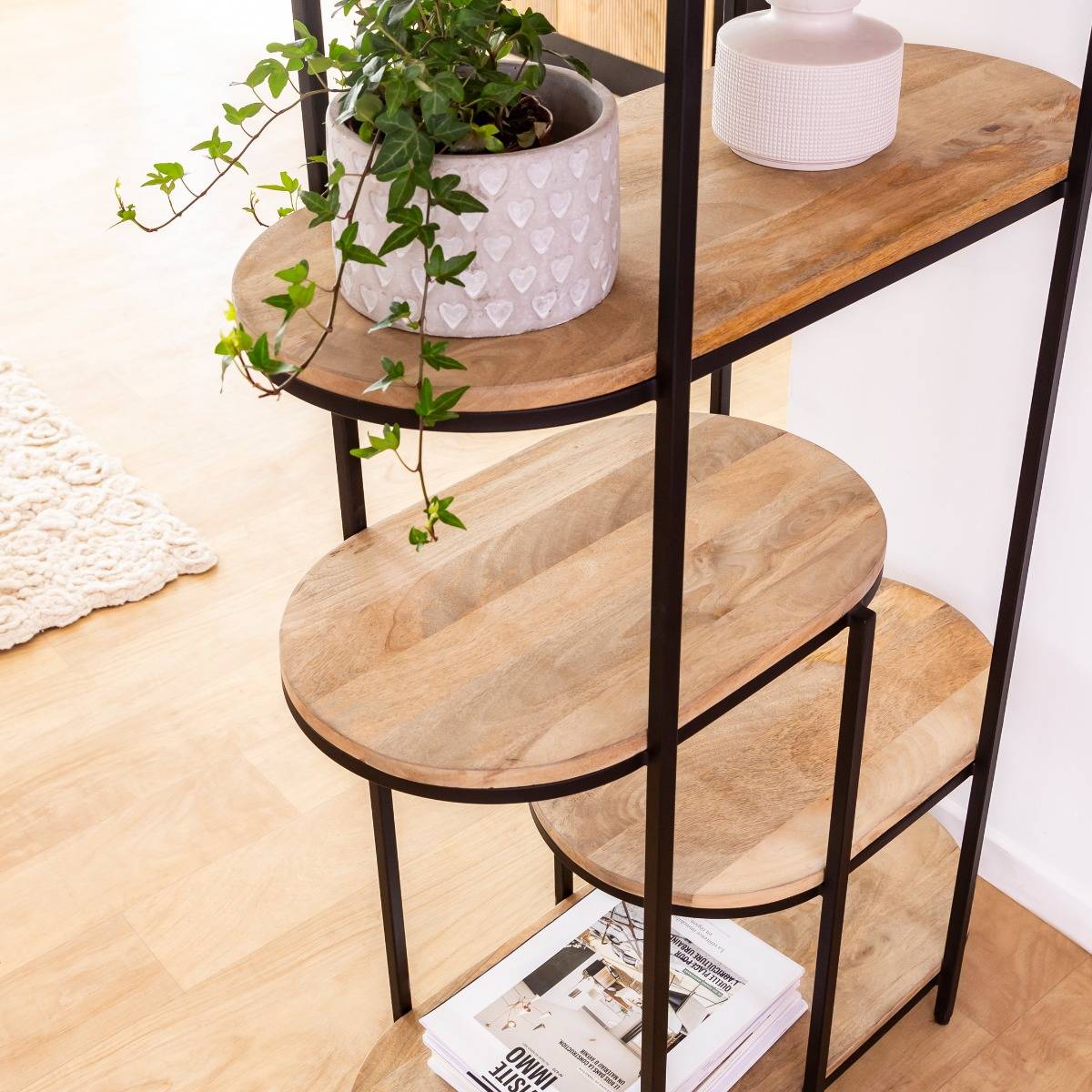Etagère en bois de manguier et métal  OWEN bois clair, MADE IN MEUBLES 