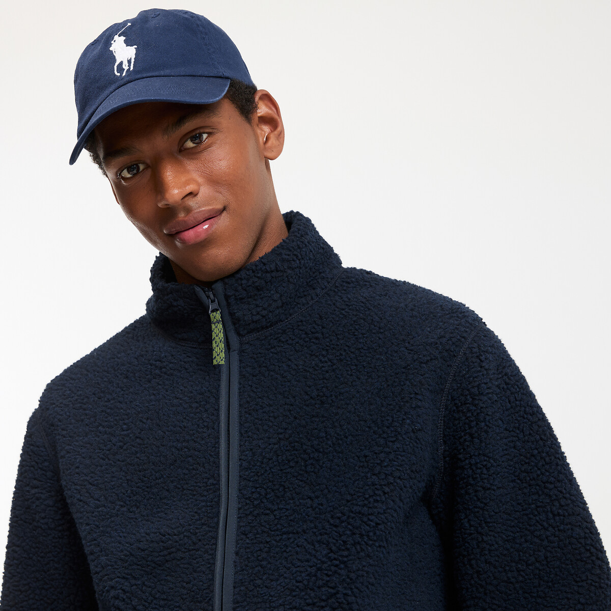 Kort sherpa jasje met opstaande kraag, tussenseizoen marineblauw, LA REDOUTE COLLECTIONS