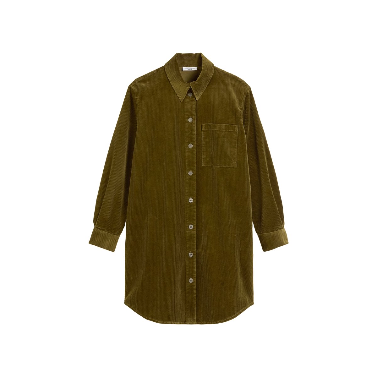 Robe chemisier en velours côtelé relaxed en Organic Cotton Stretch marron foncé, MARC O’POLO DENIM