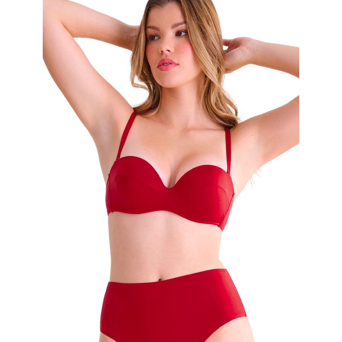 Haut maillot de bain bandeau préformé PORTOFINO rouge, LISCA