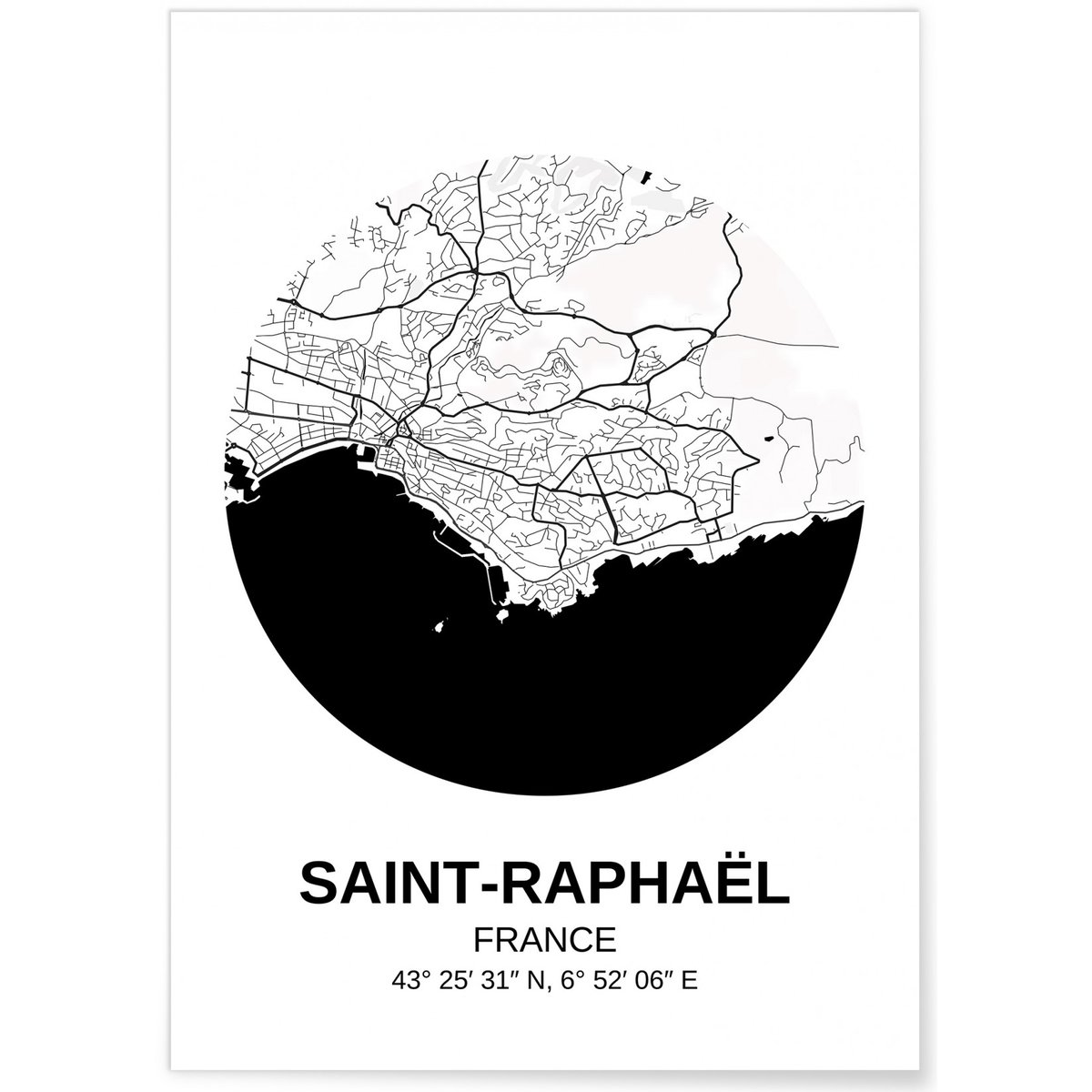 Affiche Carte Saint-Raphaël blanc, L'AFFICHERIE