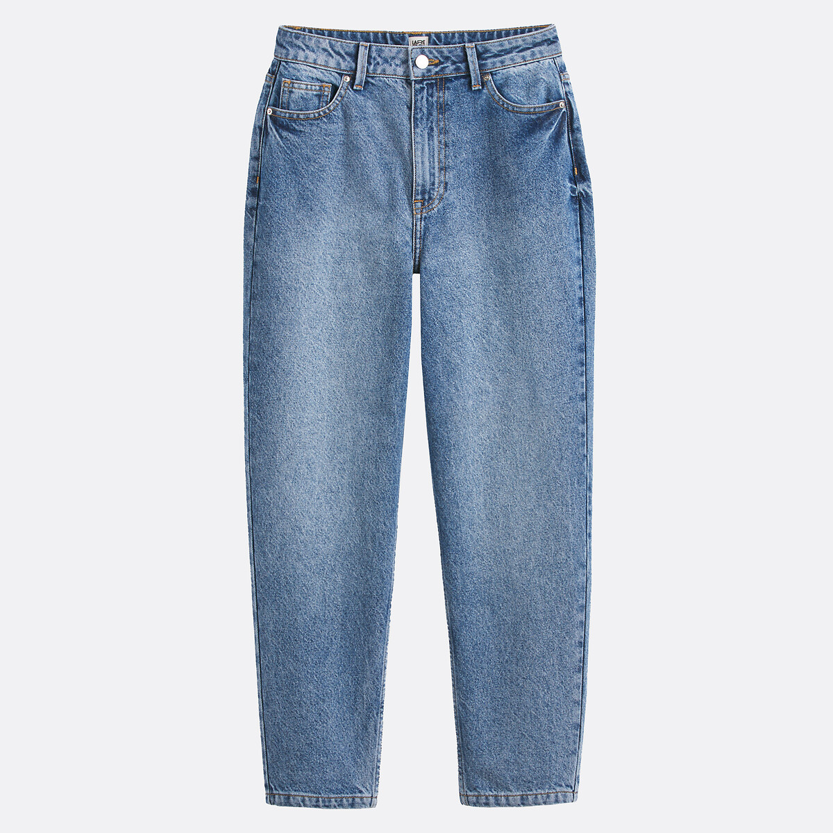 Jean mom en coton bio, Signature PAULINE bleu stone, LA REDOUTE COLLECTIONS