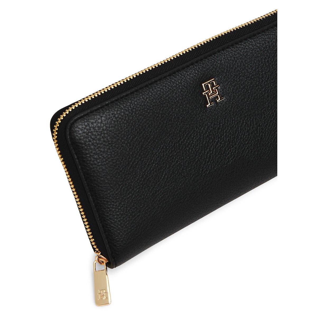Portafoglio con cerniera aspetto martellato nero , TOMMY HILFIGER