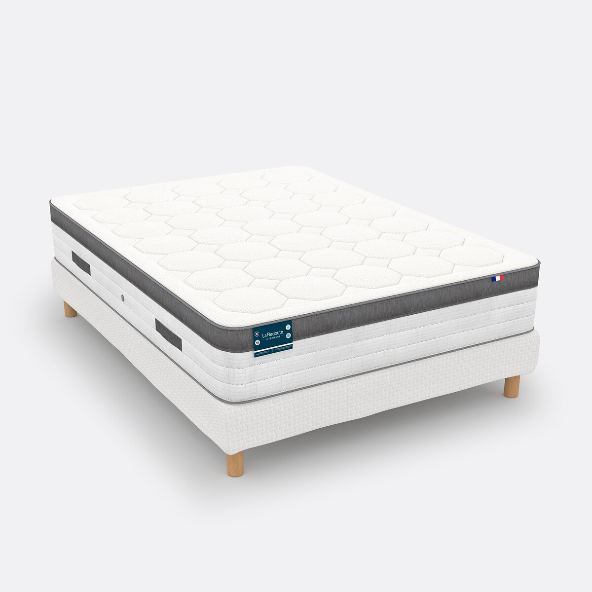 Matelas Premium hybride 1134 ressorts, 7 zones, ferme, accueil mémoire de forme blanc, LA REDOUTE INTERIEURS
