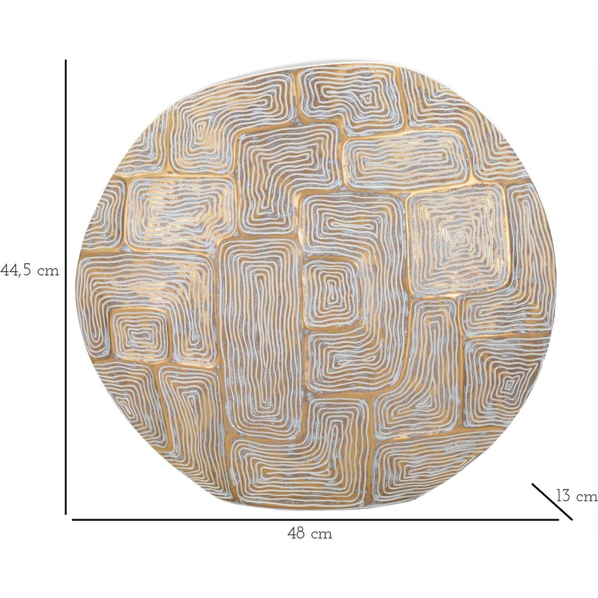 Vase rond à relief graphique MODERN doré et blanc, RECOLLECTION