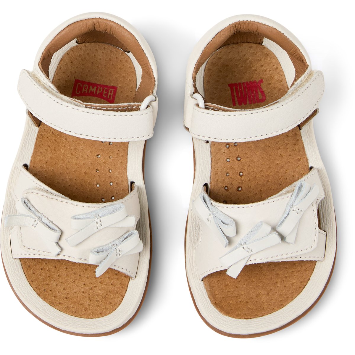 Sandales Bicho Twins cuir blanc naturel, CAMPER
