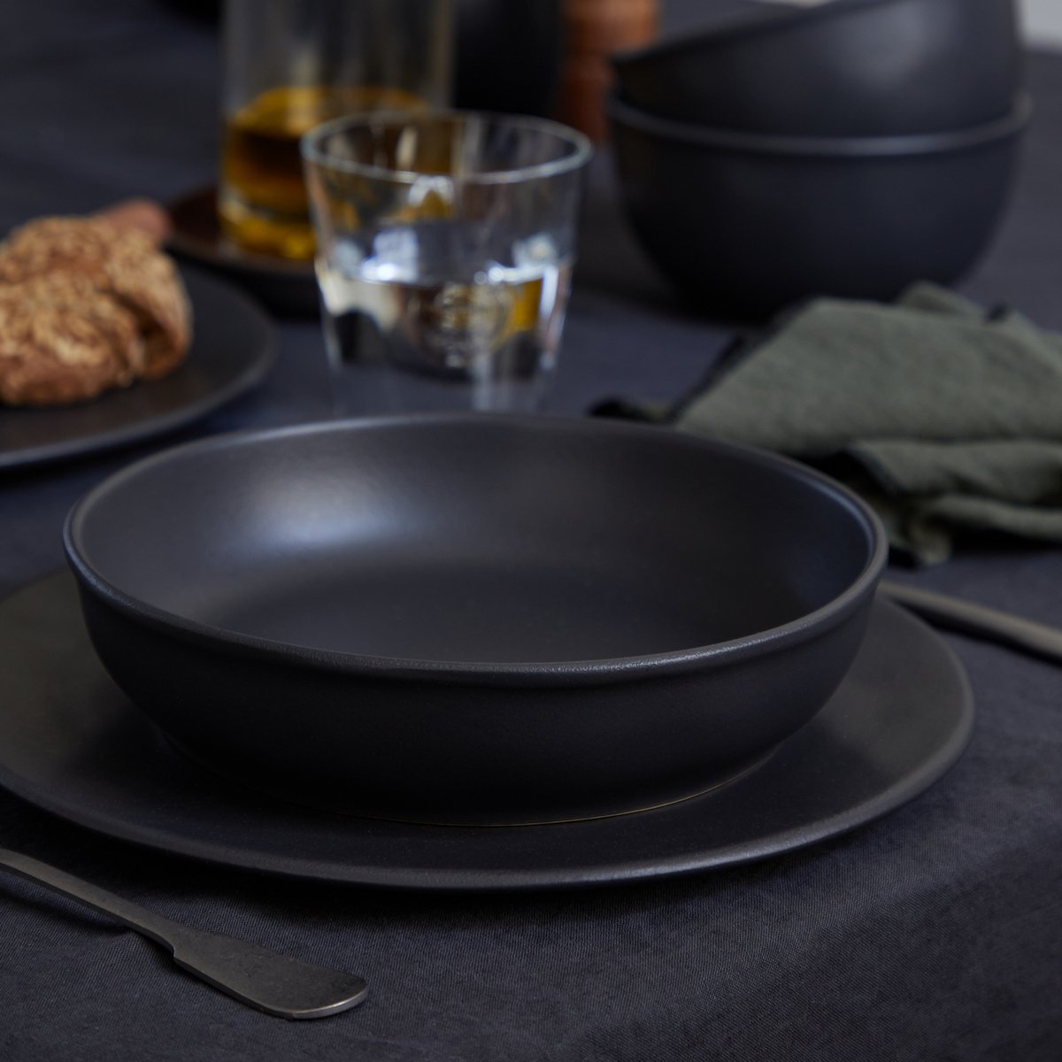 Assiette fond rond en grès, RODA noir ardoise, COSTA NOVA