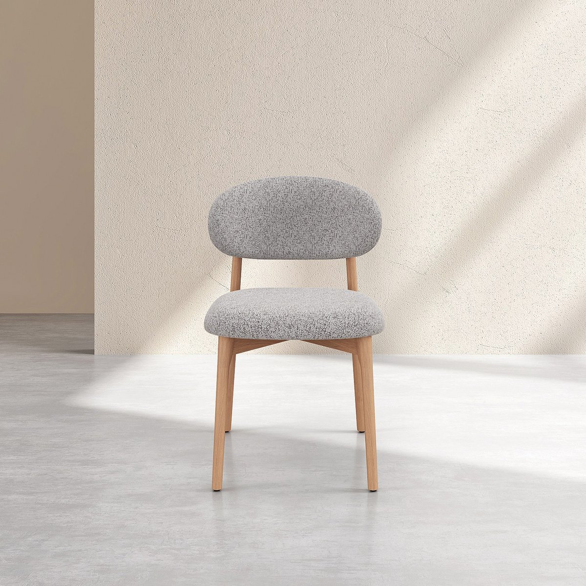 Lot de 2 chaises en tissu texturé et chêne massif SEDINO gris, HABITAT
