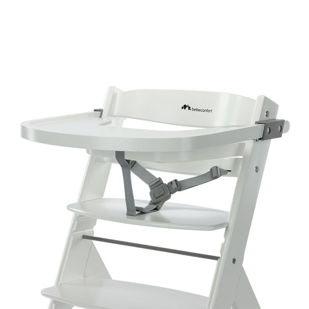 Chaise Haute Bébé En Bois Avec Coussin Timba white, BEBECONFORT