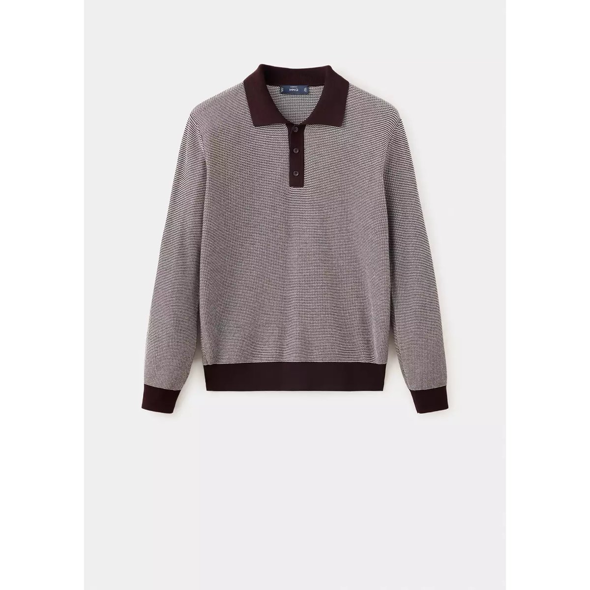 Pull polo 100 % coton maille fine grenat, MANGO MAN