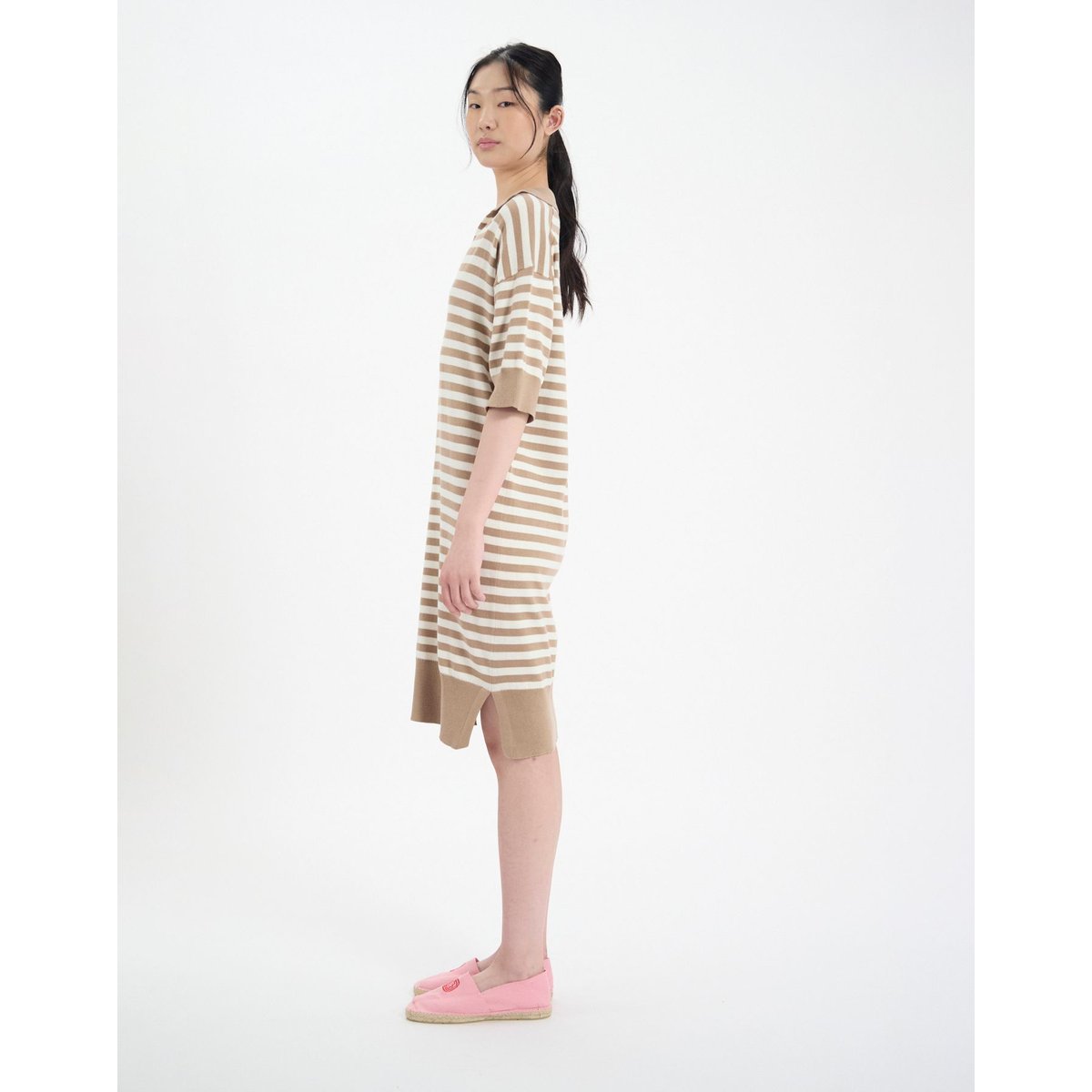 Robe Océane en coton à rayures marines beige ecru, INES DE LA FRESSANGE PARIS