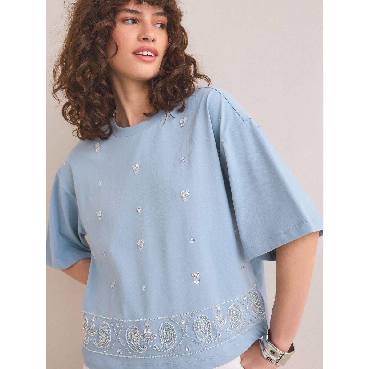 T-shirt à manches courtes cachemire bleu, NEXT