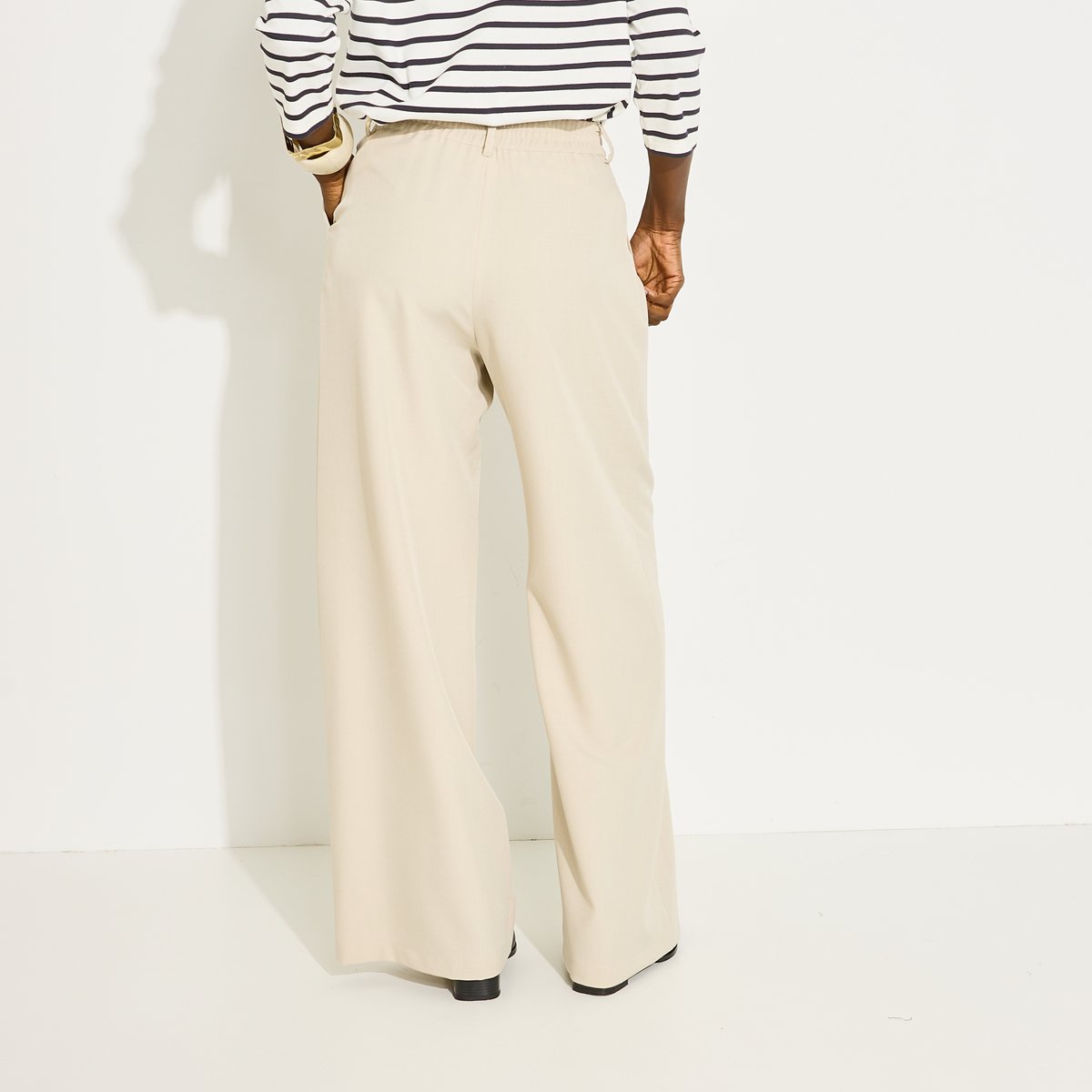 Pantalon large à pinces beige, GRAIN DE MALICE