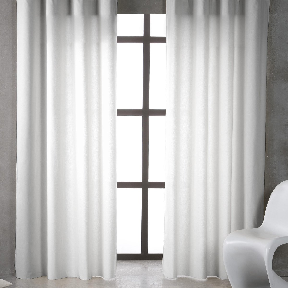 Rideau tamisant en polyester et lin, AYDEN blanc, INSPIRE