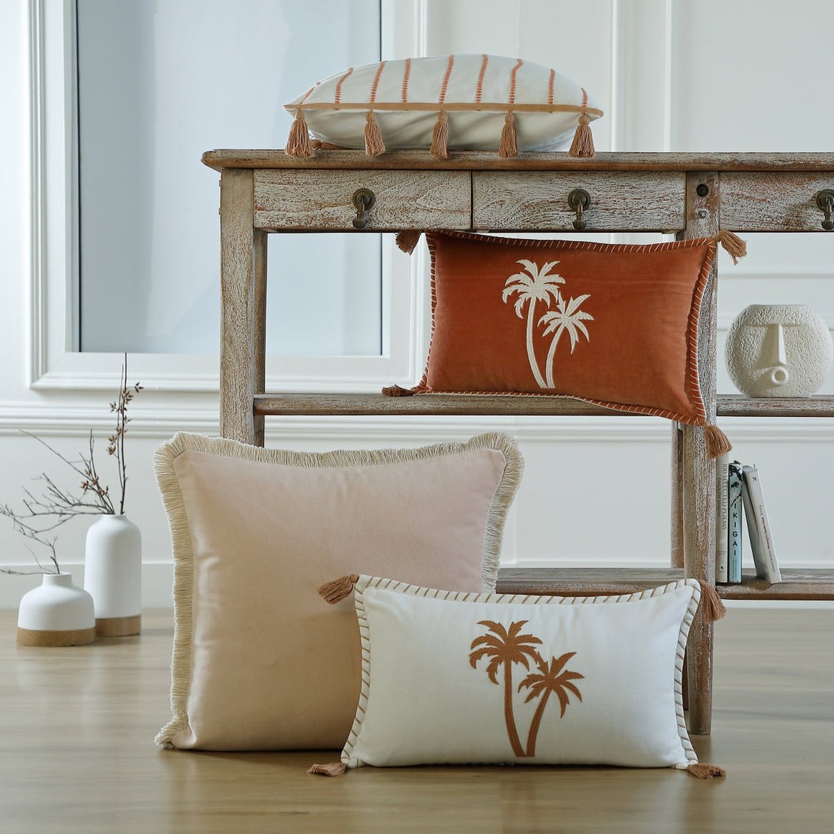 Coussin toile de coton OASIS terre de sienne, FEBRONIE
